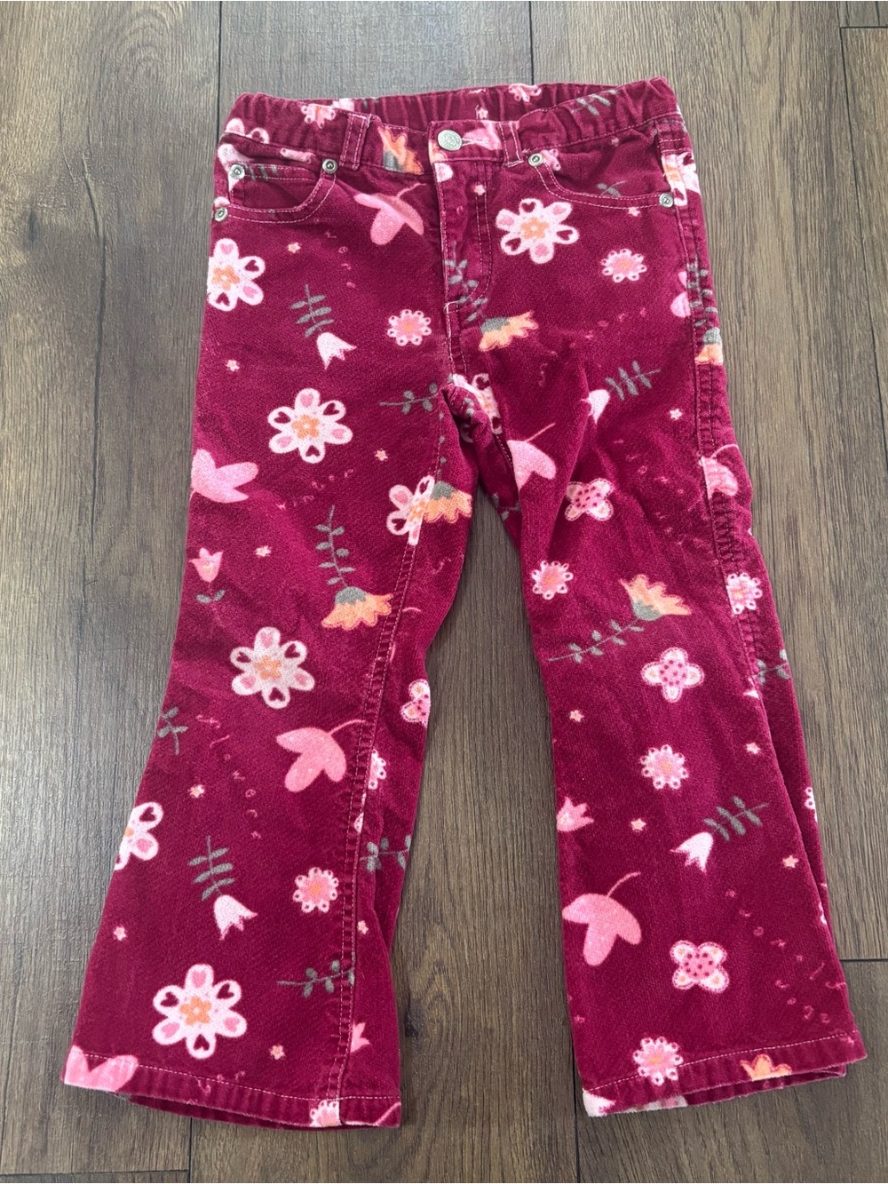 Pumpkin Patch Kids Floral Corduroy Flare Pants, Size 4